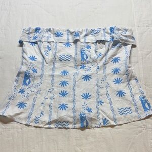 NWT Coastal Cowgirl Western Blue White Off-Shoulder Floral Crop Top L